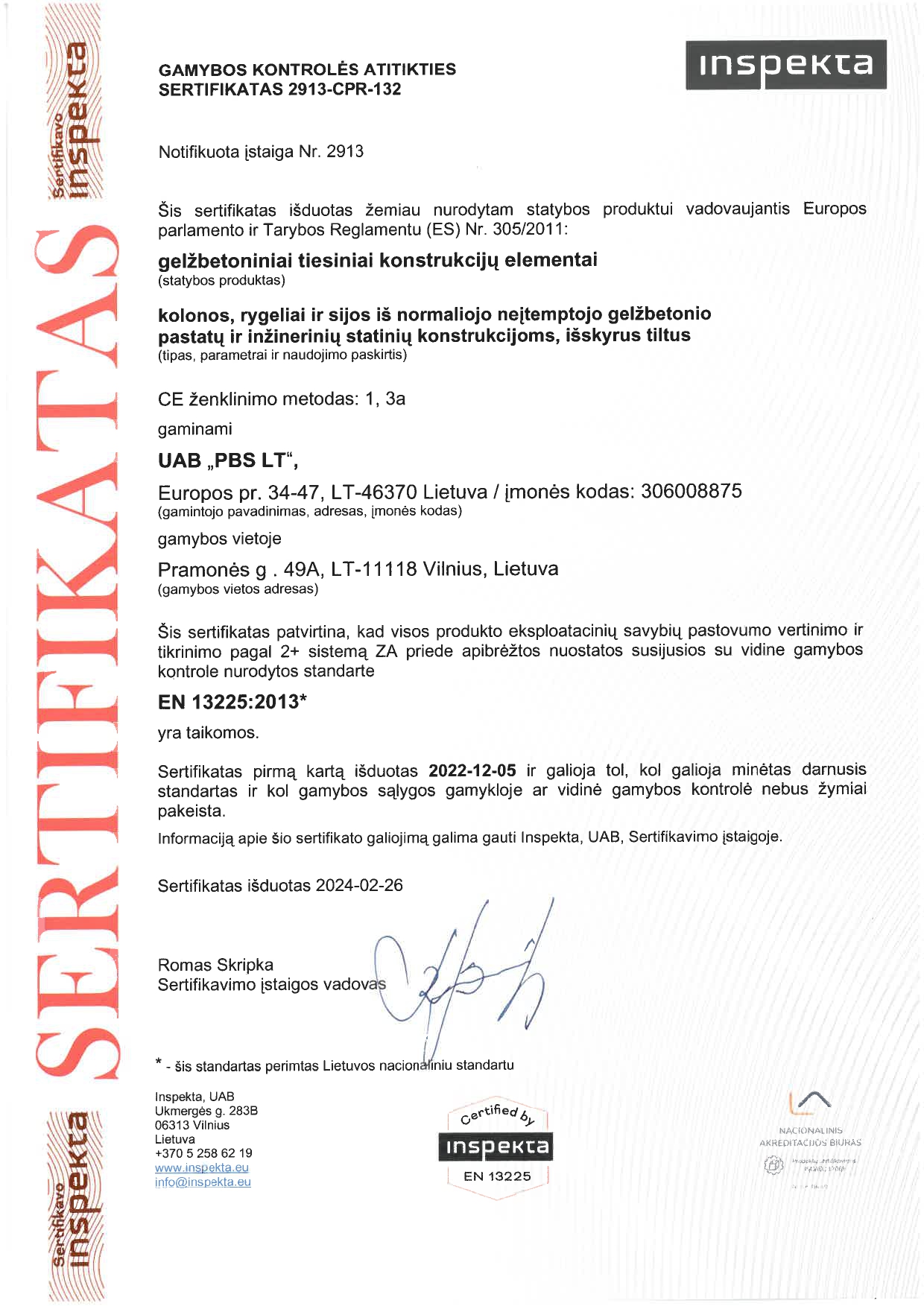 PBS LT certificate